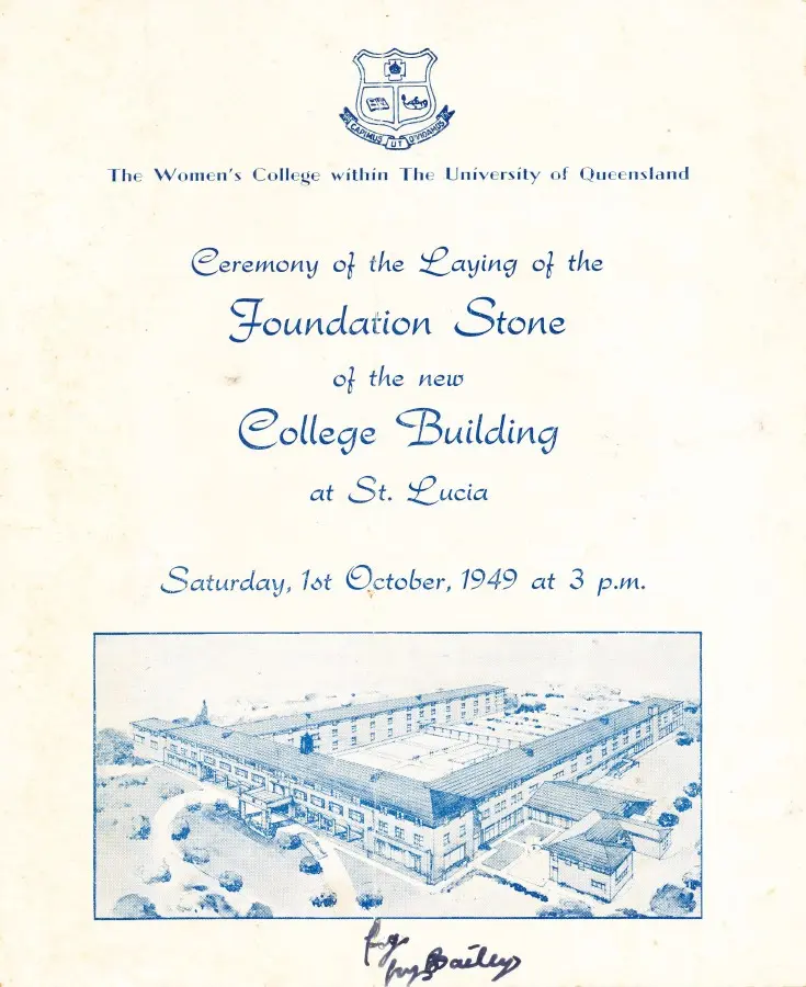 An old off-white piece of paper with blue text and a blue line drawing printed on the page.