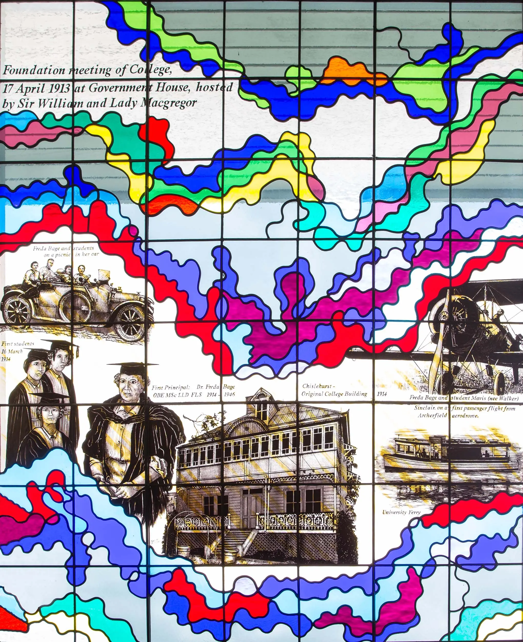 A stained-glass window panel.