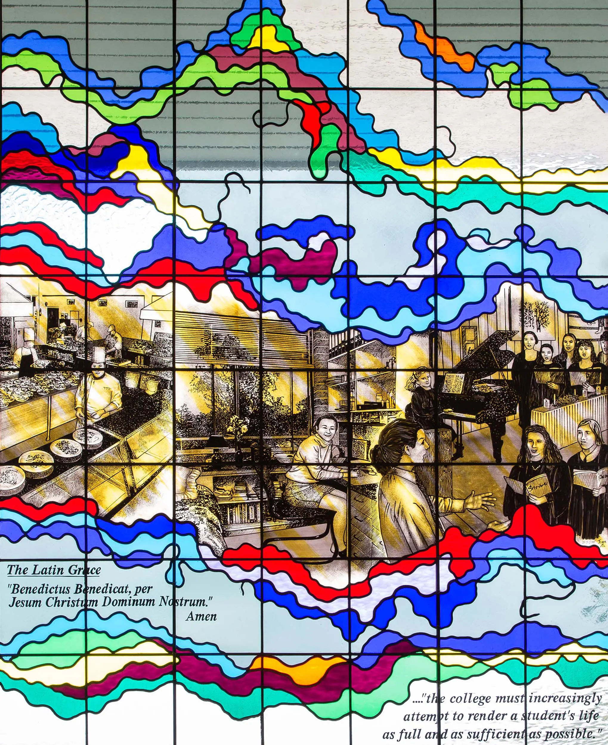 A stained-glass window panel.