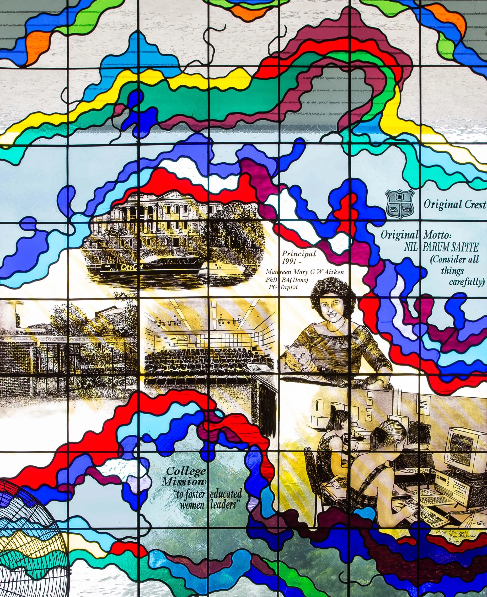 A stained-glass window panel.